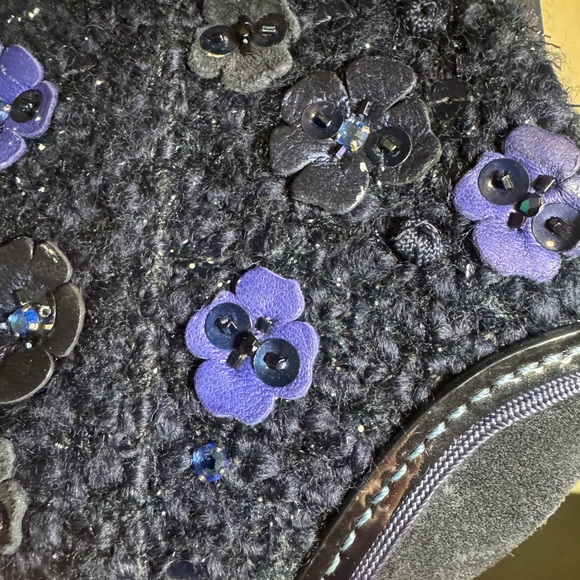 Coach Kisslock Dark Blue Floral Clutch Wristlet - Picture 12 of 13